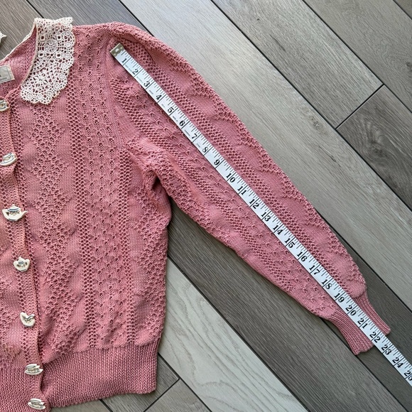 Día North Of Boston 1987 Vintage Cardigan With Teapots & Teacups Buttons - Picture 5 of 10